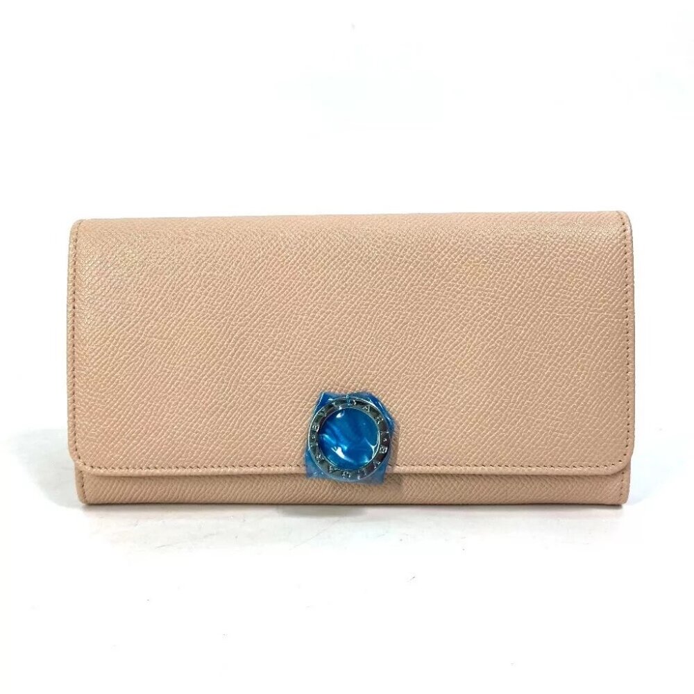BVLGARI Bulgari Bulgari Logo clip Two fold Folded wallet Leather Light Pink